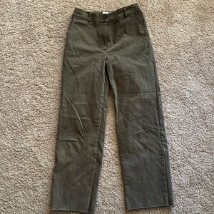 OAK + FORT Olive Straight-Leg Pants with Utilitarian Design